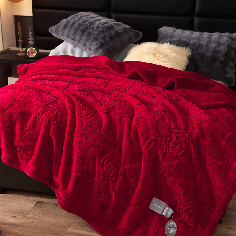 Красное коралловое высококачественное одеяло свадебное зимнее одеяло Scheer wedding leisure blanket/одеяло/бархатное одеяло утолщенного большого однотонного цвета для сохранения тепла