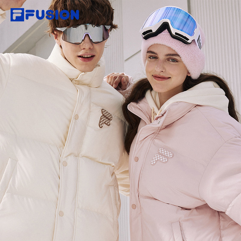 Официальный пуховик FILA FUSION, женская зимняя пара, повседневная теплая куртка с воротником-стойкой для мужчин