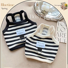 Spring/Summer New French Pet Dog/Cat Towable Clothes Short Teddy Bear Striped Vest to Prevent Hair Loss