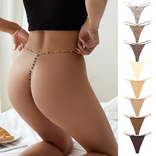 Sexy thin band leopard print single thread thong for women