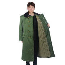 Military cotton coat, long, plush and thickened, cold storage labor security, Northeast green coat, wash and cold work clothes, cotton jacket