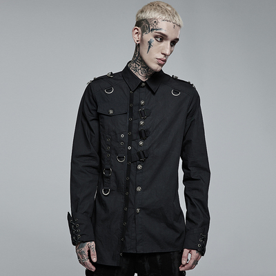 taobao agent ╋魔叹╋ PUNKRAVE朋克哥特GOTHIC暗黑不对称男士长袖衬衣 WY1362