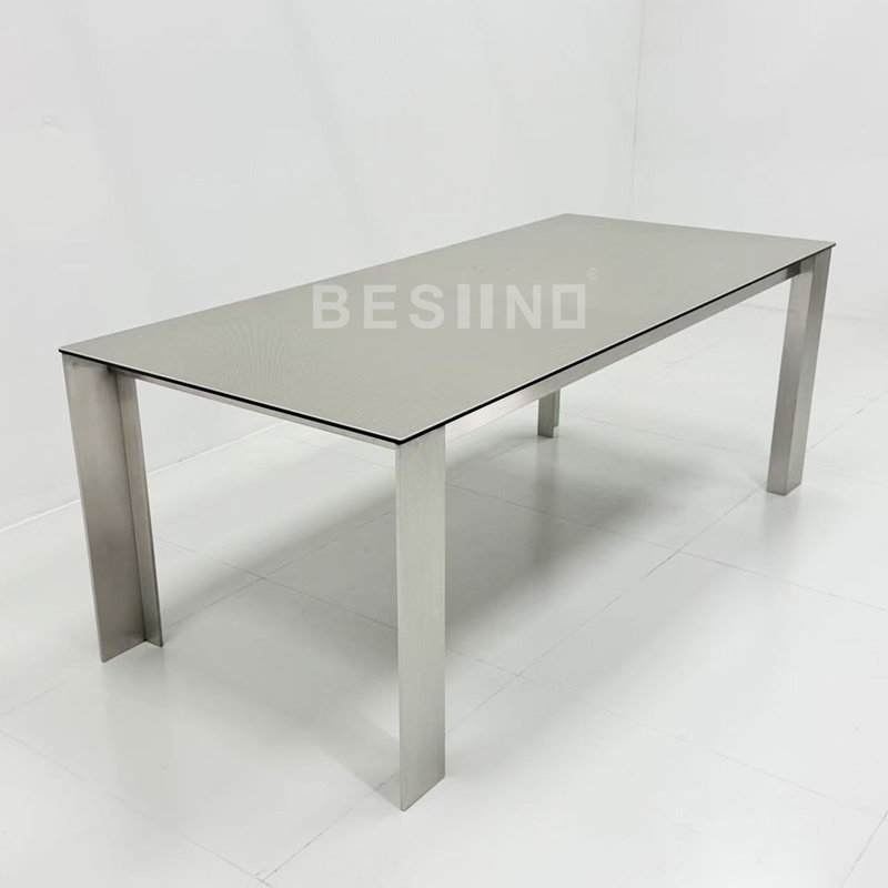 BESIINO Италия импортировала обеденный стол из каменной плиты Ramina, креативный изготовленный на заказ длинный стол Пола Порро из нержавеющей стали
