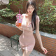 Small pure desire to show off big breasts beautiful deep V-neck tight hip-hugging short skirt sexy dress for women in summer