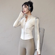 Sunscreen quick drying clothes, sports jacket, women's tight fitting exercise yoga suit, long sleeved zippered cardigan, running fitness suit, summer