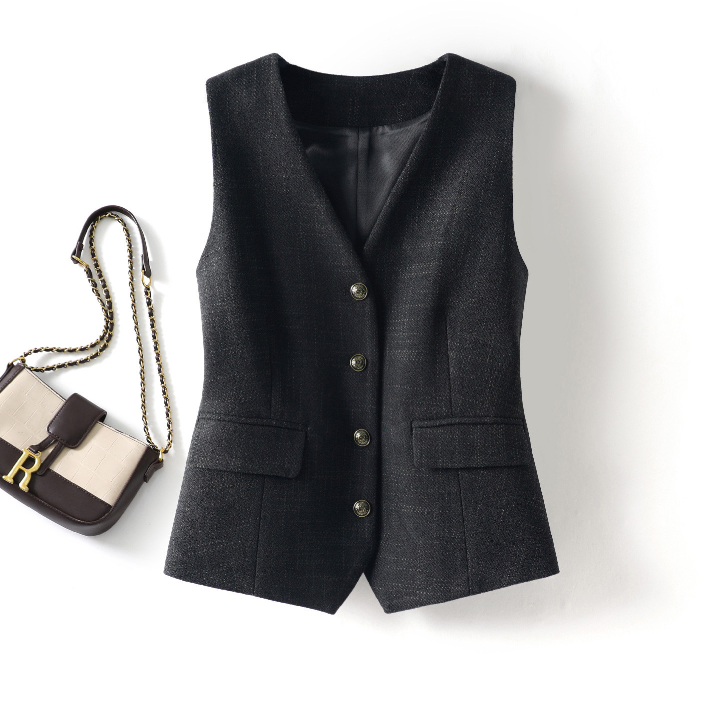 Old Qian Feng woolen suit vest, women's layered vest, 2026 autumn/winter new style, high-end thick woolen material vest.