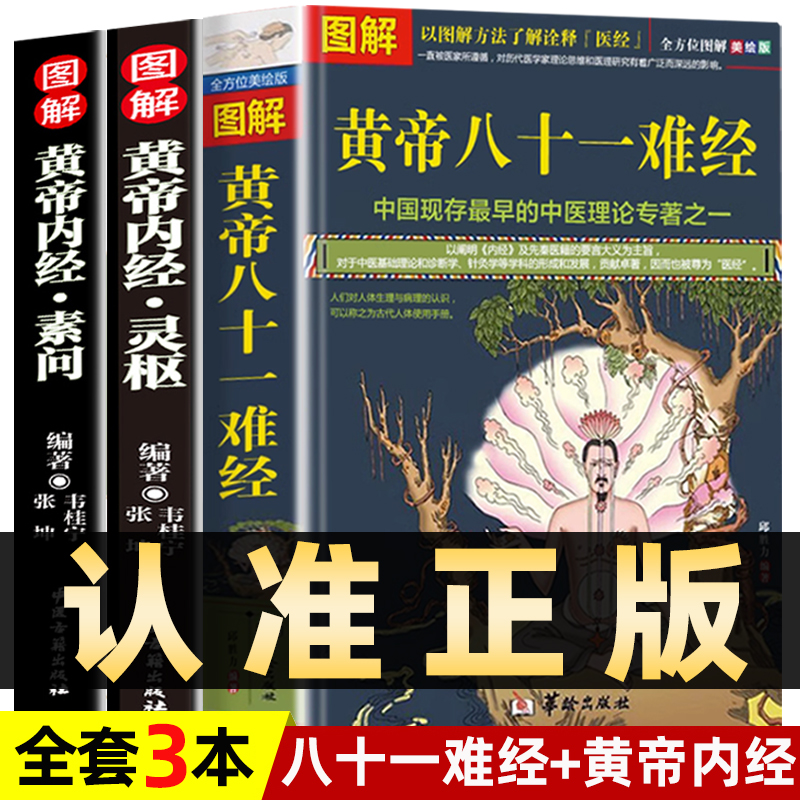 黄帝八十一難経 + 図解黄帝内経霊書 + 蘇文全 中医学書3巻 中医学の基礎