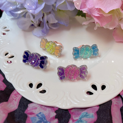 taobao agent 【芝士猫】买二送一 暗黑系紫色糖果万圣节lolita可调节戒子戒指