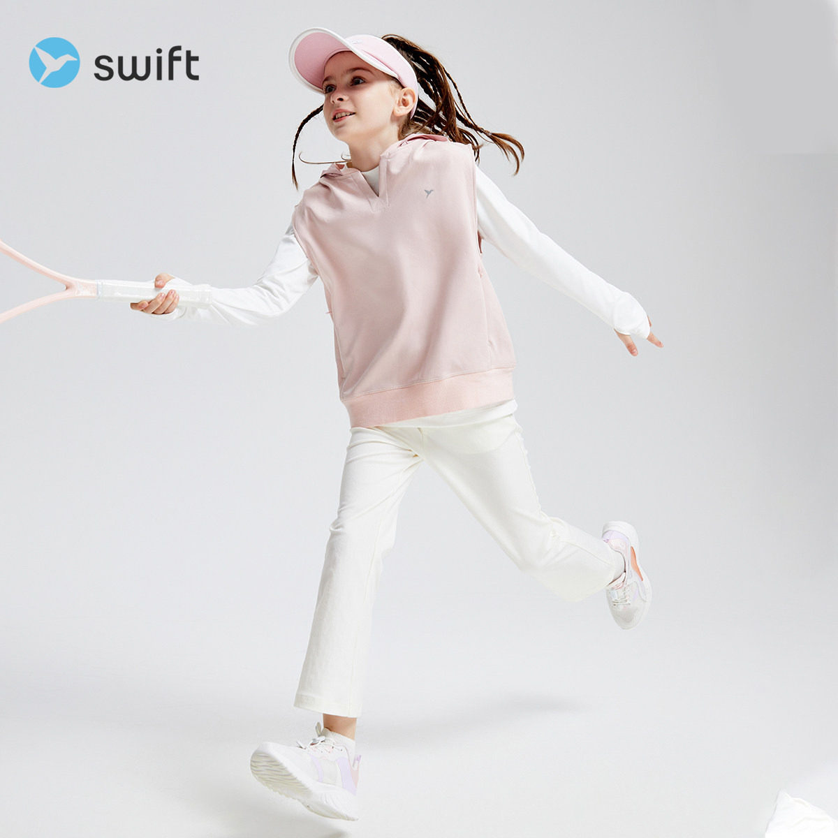 [Комплект-тройка] костюм для девочек swift, жилет, футболка, осенние детские спортивные брюки-клеш, детская плиссированная юбка большого размера