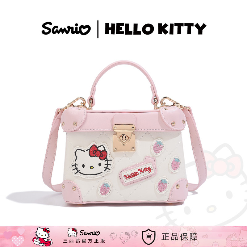 Сумка-футляр HelloKitty Hello Kitty контрастного цвета с вышивкой, женская модная сумка-мессенджер в девчачьем стиле на одно плечо