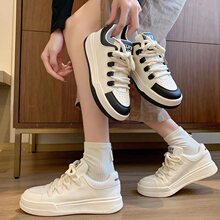 Shenghe Genuine Leather Little White Shoes for Women 2024 Spring New Cowhide Soft Sole Thick Sole Little White Shoes for Women's Versatile Sports Shoes