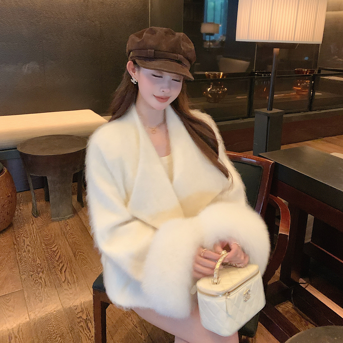 Меховое пальто BOBO 'Snow Country Beauty' с матовой отделкой, высококачественное шерстяное пальто, высококачественные манжеты из лисьего меха средней длины