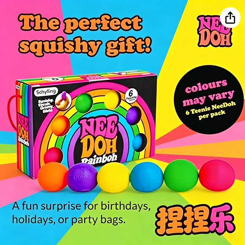 Американский подлинный радужный шестицветный декомпрессионный шар NEEDOH ice cube pinch music Rainbow Teenie decompression toy