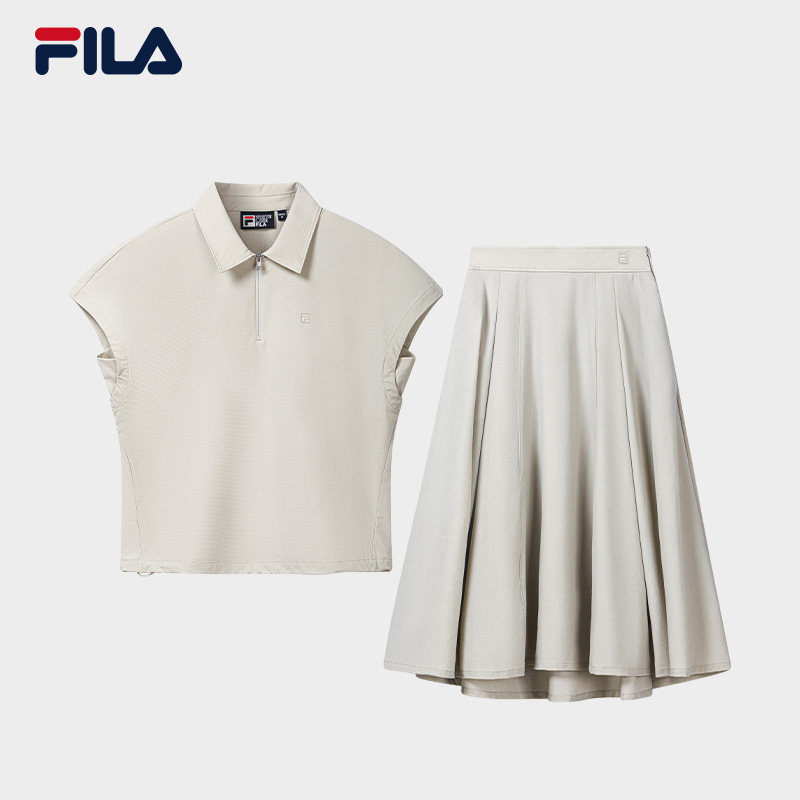 Официальный спортивный костюм FILA с короткими рукавами Yang Mi в том же стиле, женская осенняя новая солнцезащитная рубашка-поло, юбка-зонтик с солнцезащитным кремом