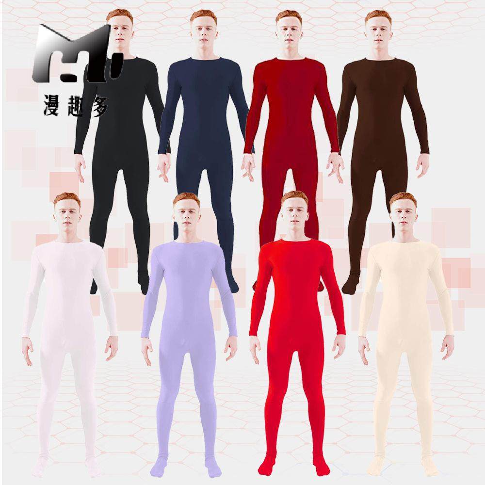 Hot-selling tights half-pack leaky head jumpsuit zentai solid color clothes leaky hands stage performance clothing