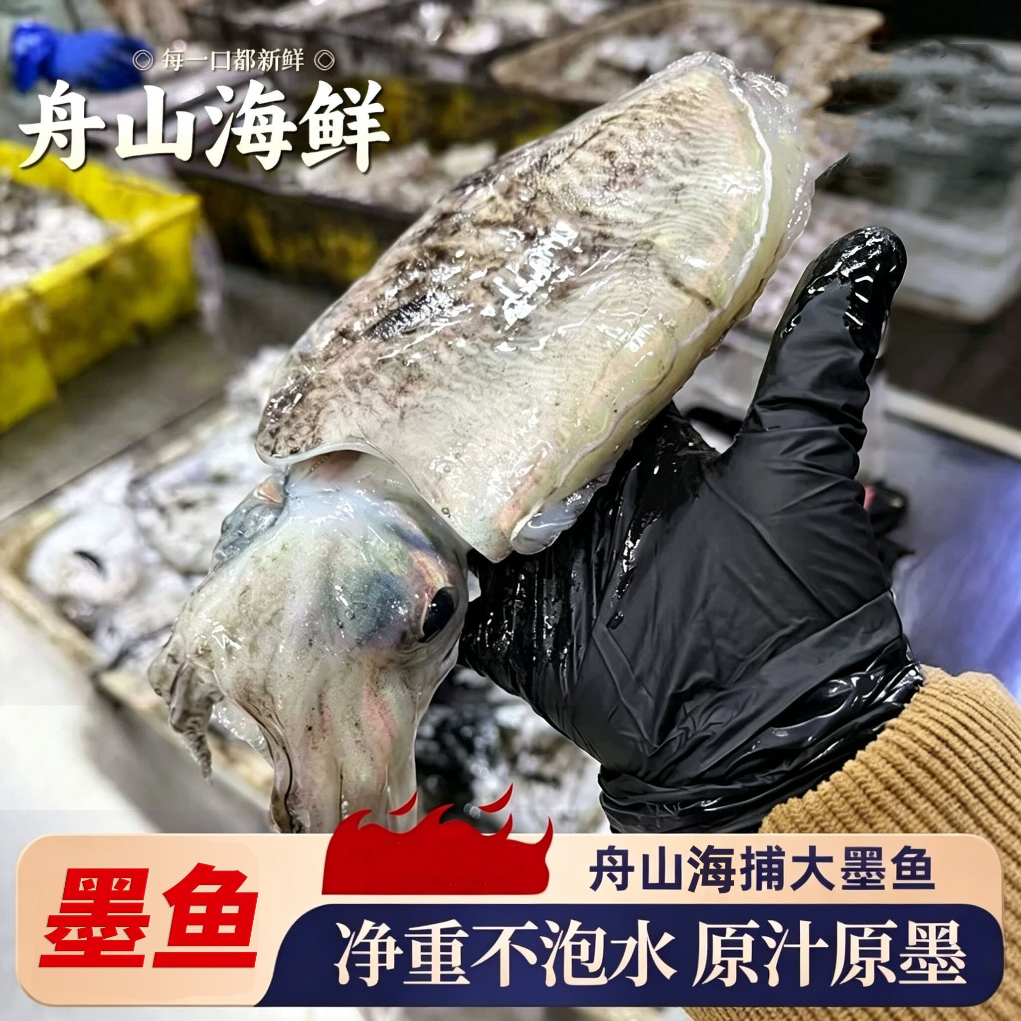 Каракатица Чжоушань из свежего морского улова, свежемороженая каракатица, фирменное блюдо из цельной рыбы-кальмара больших размеров