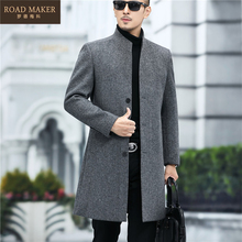 ROADMAKER Winter Double-sided Wool Coat for Middle aged Men's Wool Coat for Business and Leisure Mid length Windbreaker