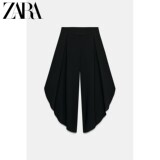 Летние новинки ZARA 2026, женские многоцветные брюки с высокой талией и широкими штанинами из драпа с разрезом, 3666320 800