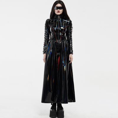 taobao agent ╋魔叹╋PUNK RAVE赛博朋克摇滚哥特亮面镭射皮风衣外套女 WY1213