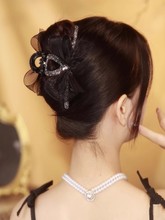 UK NextRoad Bow Hair Clip, High end Pan Hair Shark Clip, High end Feel, Back Head Claw Clip, Elegant Hair Accessories