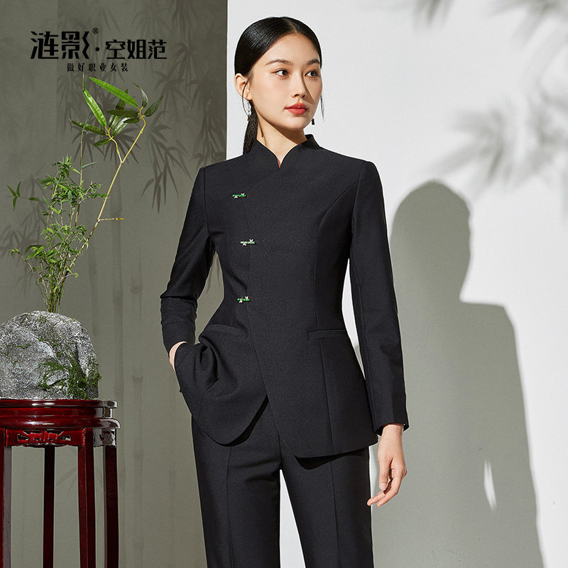 Lianying/ новый костюм в китайском стиле, женский весенне-осенний профессиональный костюм, куртка-туника, комбинезон менеджера отеля на стойке регистрации