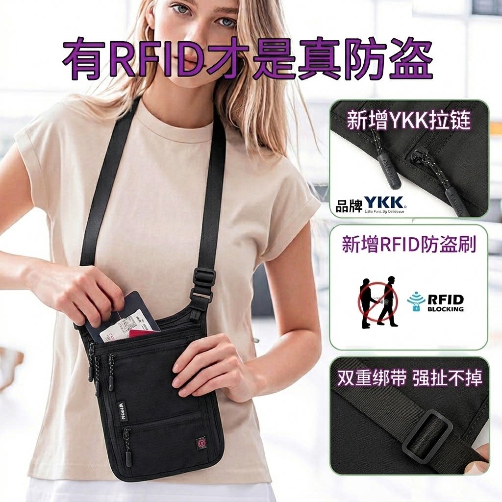 RFID-держатель для карт, сумка для хранения документов, для поездок за границу, сумка для паспорта с защитой от кражи, подвесная шея, портативный держатель для паспорта, встроенный бумажник