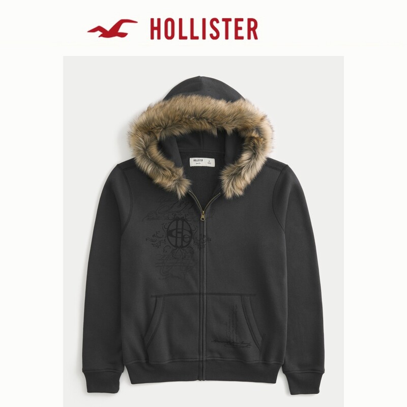 Свитер-куртка Hollister из американского флиса со съемным меховым воротником 26 осенне-зимняя новая мужская одежда 322-6334