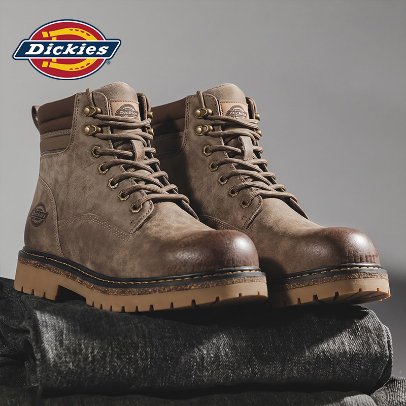 Мужские ботинки Dickies Martin; новинка 2026 года; осенняя мужская обувь; кожаные мужские ботинки с высоким берцем для альпинизма; мужские