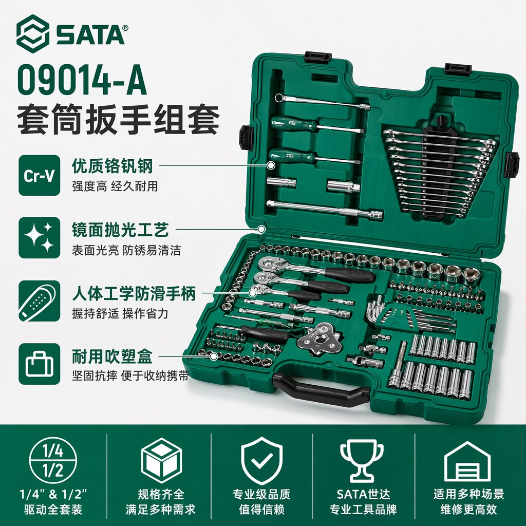 Sata/Shida набор из 128 комбинированных торцевых головок Zhongfei Dafei специальный ключ с храповым механизмом для ремонта машин и автосервиса 09014A
