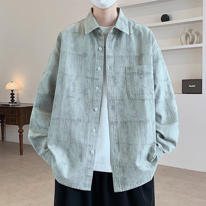 Рубашка с длинными рукавами tie-dye в американском стиле, мужская весенне-осенняя новая модная брендовая свободная одежда, рубашка с отворотом, молодежная куртка