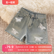 Design sensitive denim shorts for women with slim waist, internet famous spicy girl