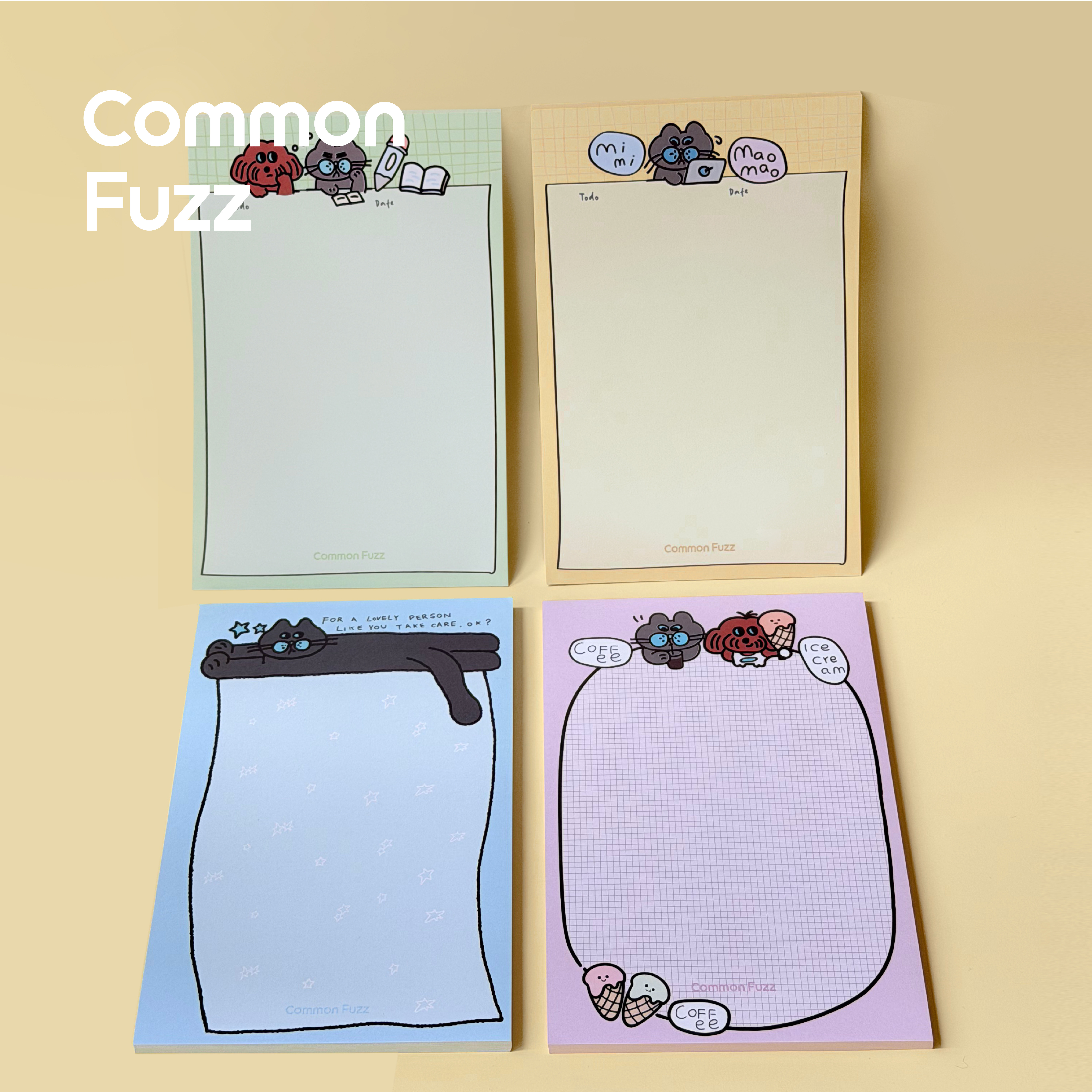 Оригинальная иллюстрация CommonFuzz - милые корейские и японские котята и щенки, сделанные учениками от руки на бумаге формата А5, которую можно рвать