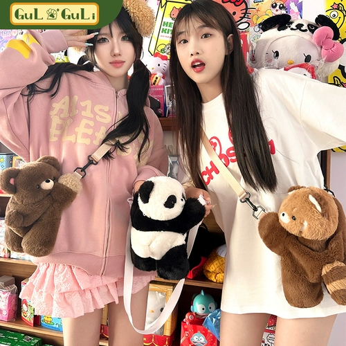 Милая плюшевая кукла, рюкзак, мультяшная сумка, картхолдер, с медвежатами, панда, подарок на день рождения