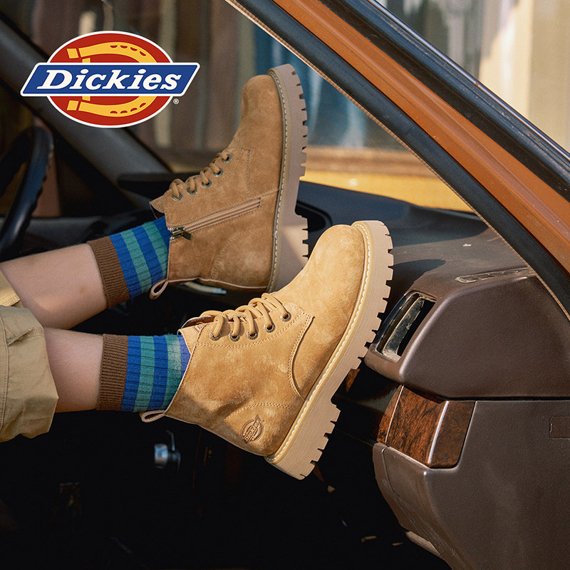 Кожаные ботинки Martin от Dickies для мальчиков и девочек, новинка 2025 года, модные детские ботинки из ревеня, нескользящие полусапожки для детей среднего возраста