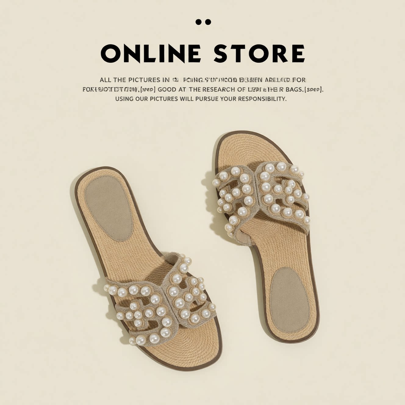 Sheepskin version! Yu Shuxin's style pearl shell sandals for women, perfect for summer wear, French style woven straw flat half-slipper sandals.