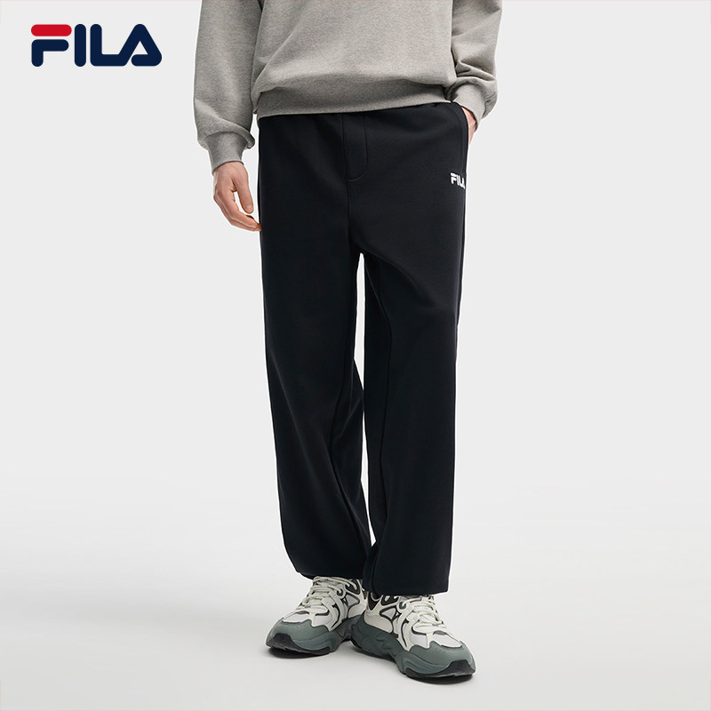 Официальные мужские трикотажные брюки FILA, новинка осени 2026 года, универсальные брюки свободного кроя, повседневные закрывающие брюки