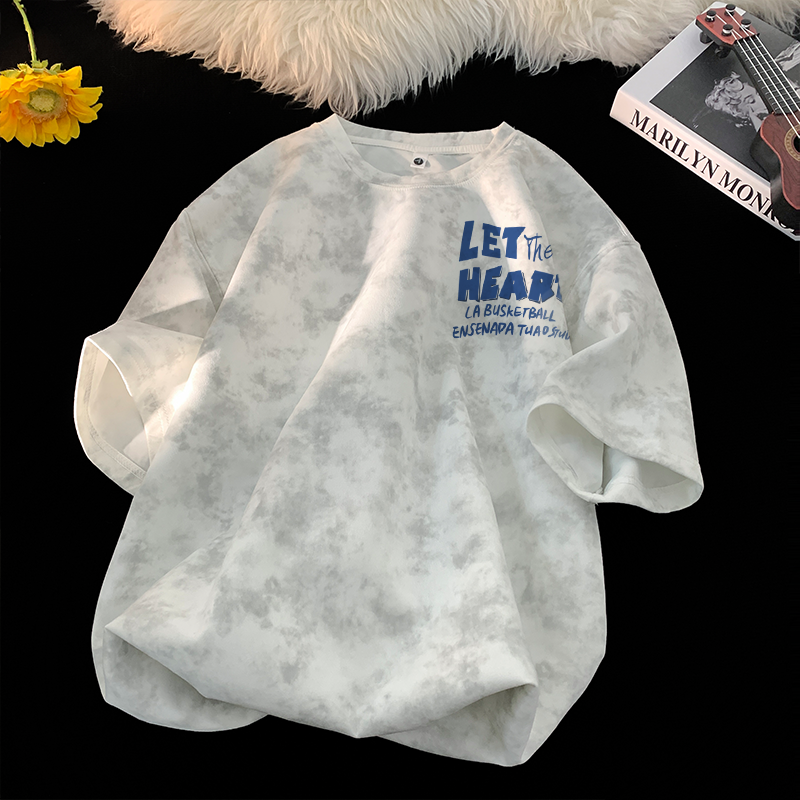 Мужская футболка с короткими рукавами American tie-dye, новинка 2026 года, летняя свободная футболка ins, молодежный трендовый топ с круглым вырезом