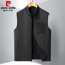 Pierre Cardin Classic Men's Thin Standing Collar Vest 202Spring and Autumn Season Sleeveless Kam Shoulder Horse Clip Casual Tank Top for Men