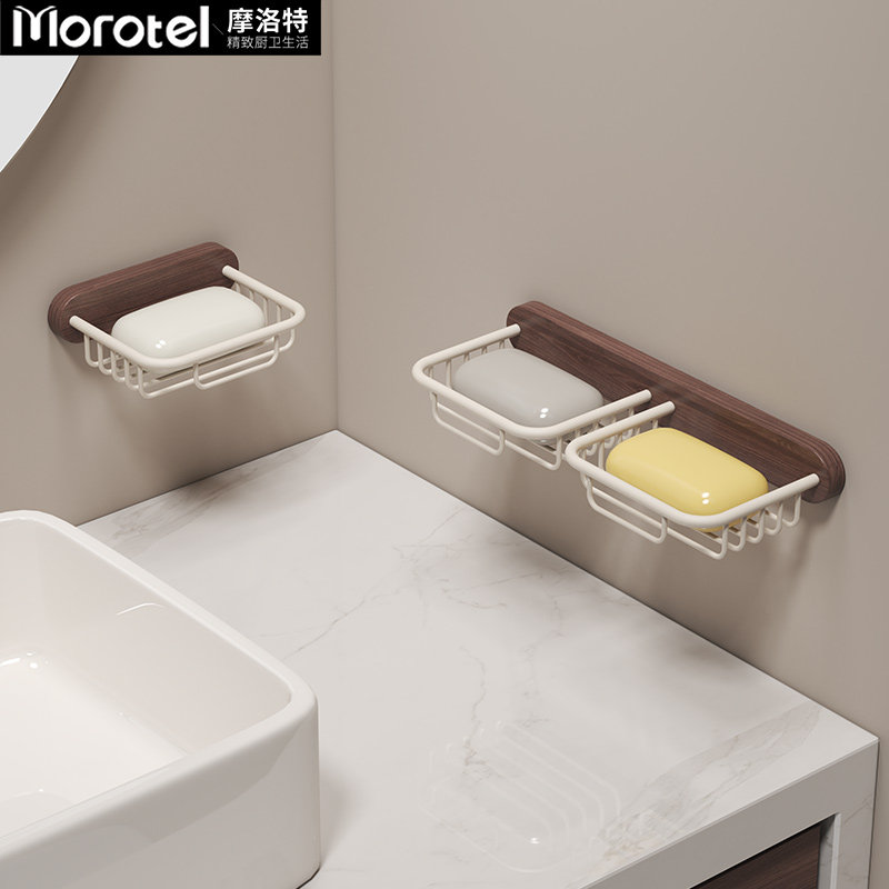 Morotel/Стойка для мыльниц Morotel Maillard для ванной комнаты, мыльница настенная из черного ореха, двойная сетка для мыла