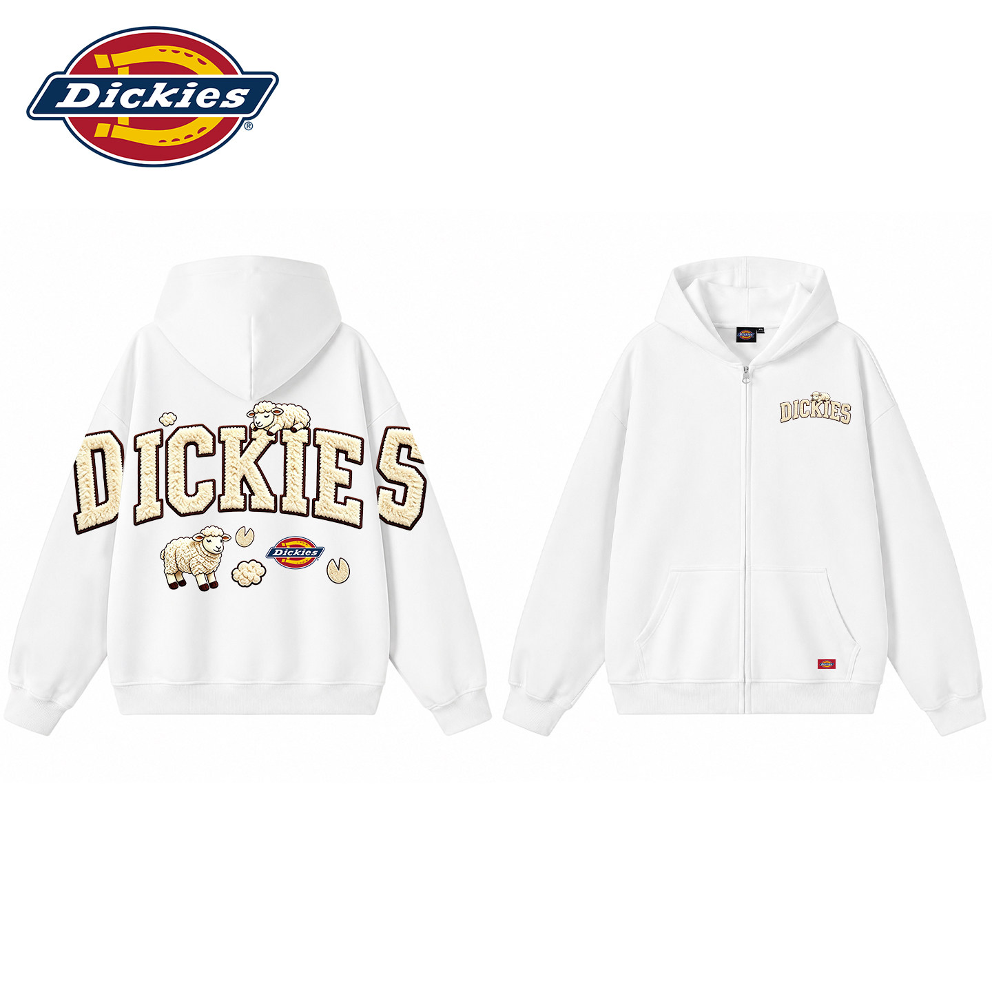 Dickies was a good-looking man with a new couple with a velvet hood coat in autumn winter.