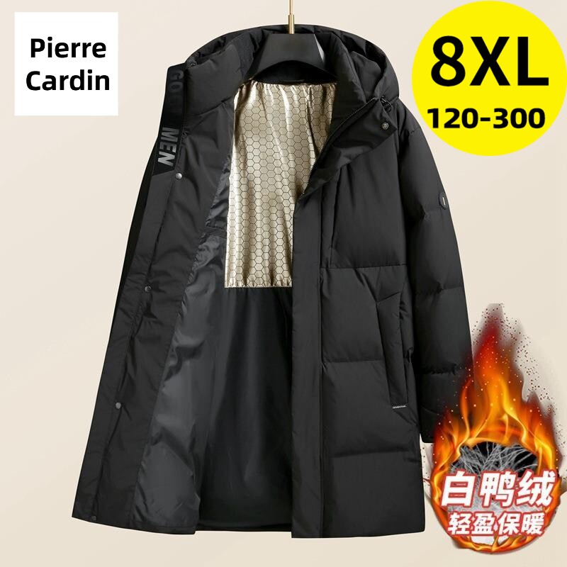 Pierre Cardin/мужская зимняя куртка-пуховик средней длины plus fat plus размера плюс, большая свободная куртка с капюшоном, защищающая от холода