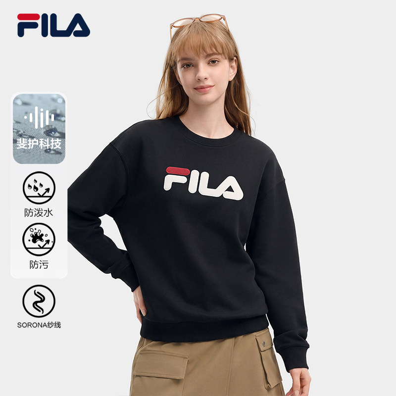 Яркий свитер Fila 丨 рубашка с длинными рукавами FILA 26 осенняя мужская и женская одежда в стиле ретро плюс бархатный пуловер с круглым вырезом, блузка для пары