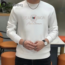 Men's hoodies for autumn and winter, new high-end hot diamond fashionable round neck luxury, pure cotton plush insulation, trendy men's clothing