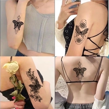 Arm tattoo sticker waterproof women's durable simulation black butterfly pattern dark black series scar cover back sexy sticker