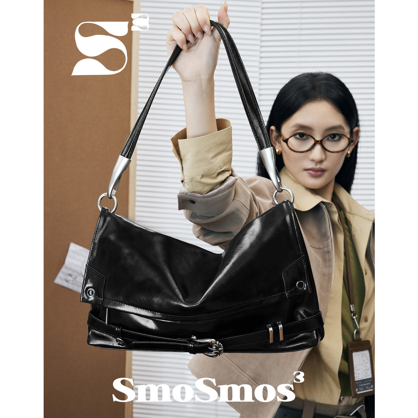 SmoSmos 【Сумка со стрелками в виде сердца】 Сумка для подмышек в стиле Миллениум, оригинальная сумка-мессенджер из воловьей кожи на одно плечо, черная сумка-тоут