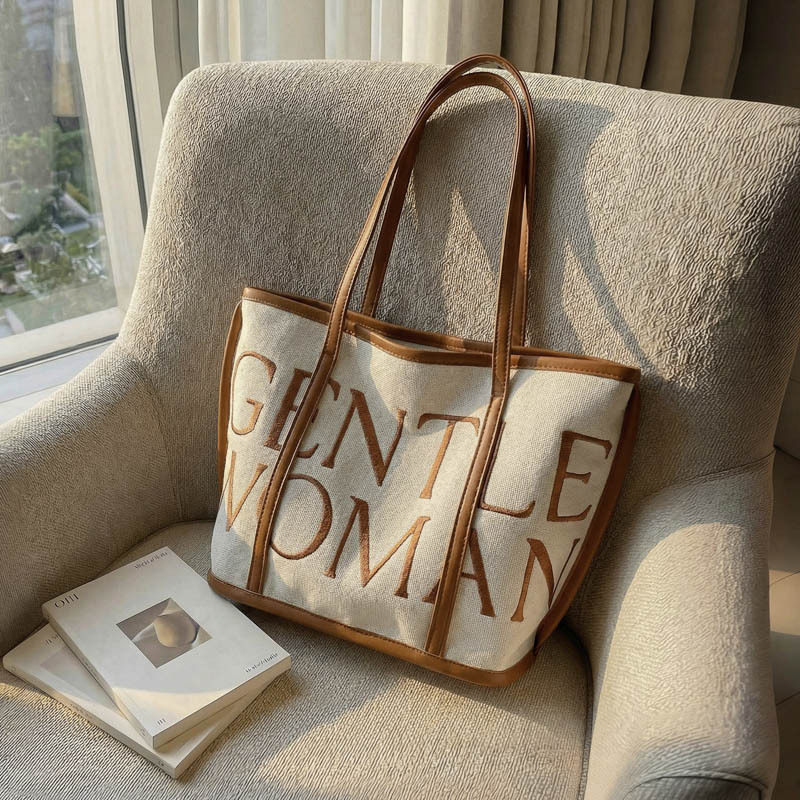 Джинсовая сумка Gentlewoman с вышитыми буквами подмышкой, женская повседневная сумка через плечо дикого контрастного цвета, сумка-ведро
