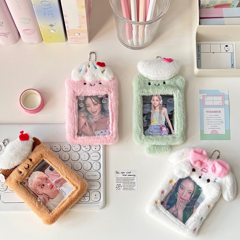 Food-themed cute plush card holder for campus cards, meal cards, idol albums, photo cards, storage pendants, and protective covers.