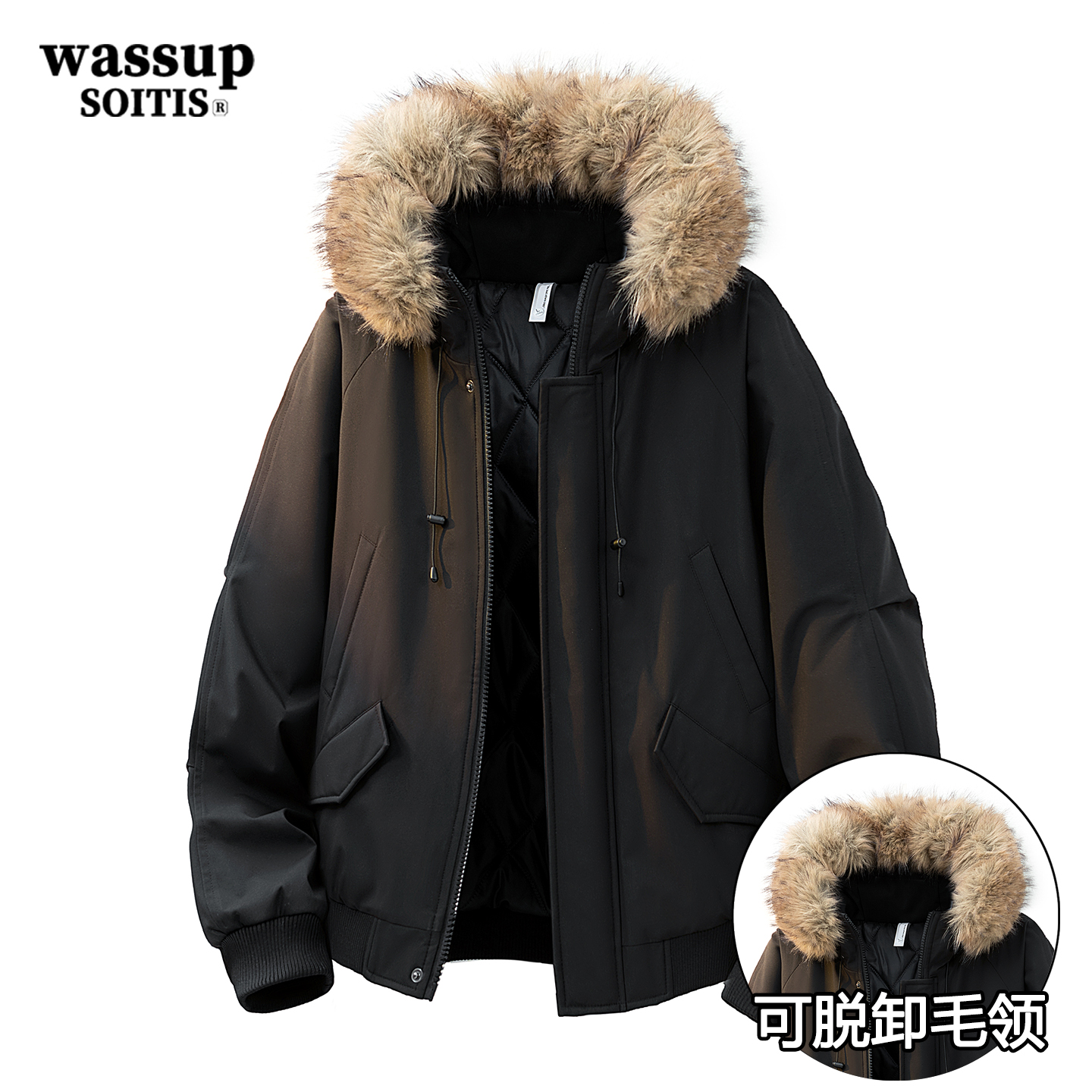 Как дела, зимняя стеганая куртка для горной резьбы по дереву для мужчин и женщин, стеганая куртка с капюшоном и большим меховым воротником, стеганая куртка для пары, трендовая куртка