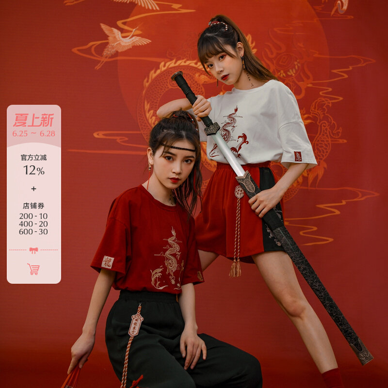 Original Sen female tribe short sleeved t-shirt clothes China-Chic 2026 summer senior top couple bottom coat