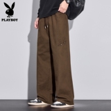 Повседневные брюки из американского хлопка Playboy, мужские осенние новые трендовые свободные прямые брюки с широкими штанинами, мужские модели